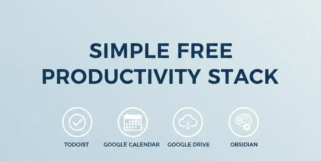 Diagram showing a simple stack of free online productivity tools