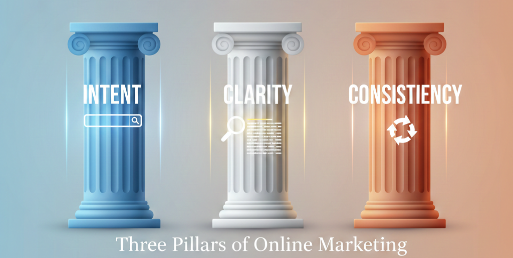 Online marketing basics showing intent, clarity, and consistency