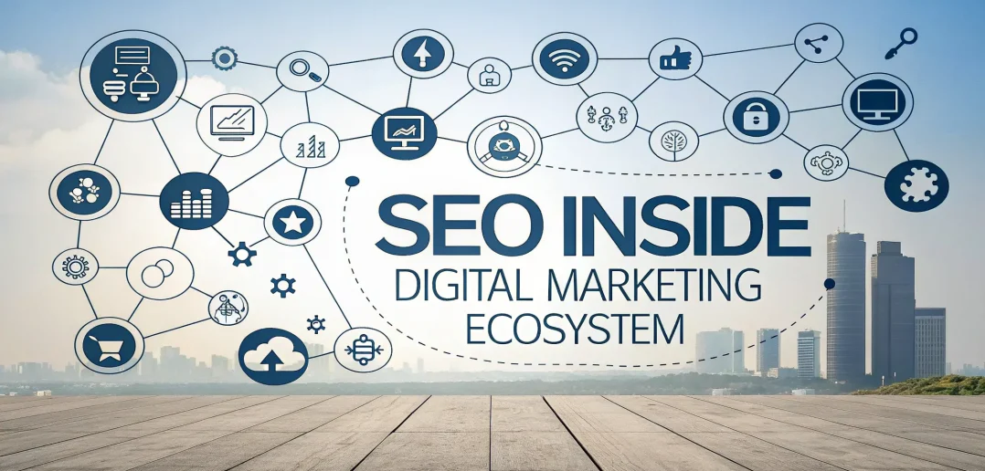 Diagram showing SEO as a component within digital marketing