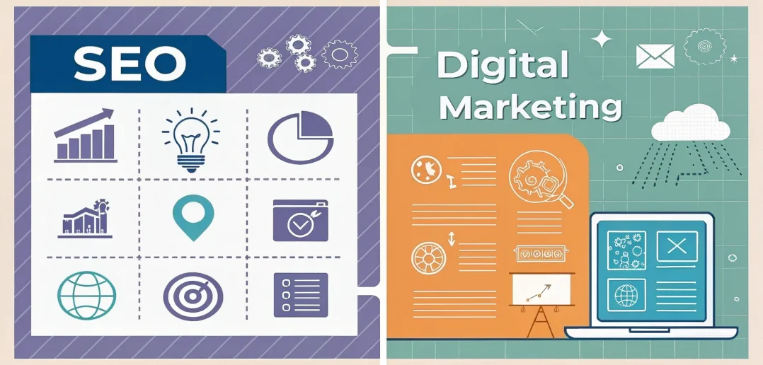 Comparison of SEO and digital marketing roles and outcomes