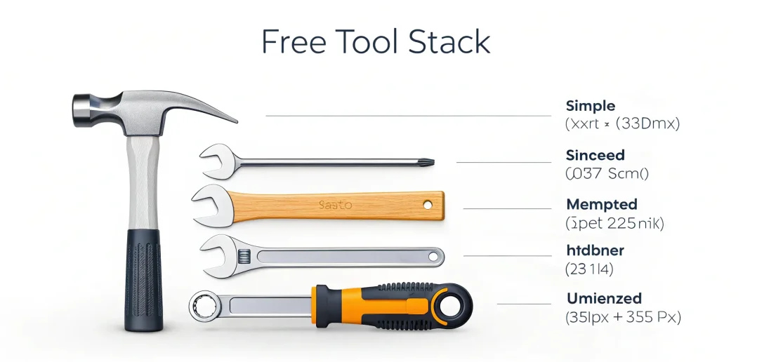 Diagram showing a minimal stack of free marketing tools